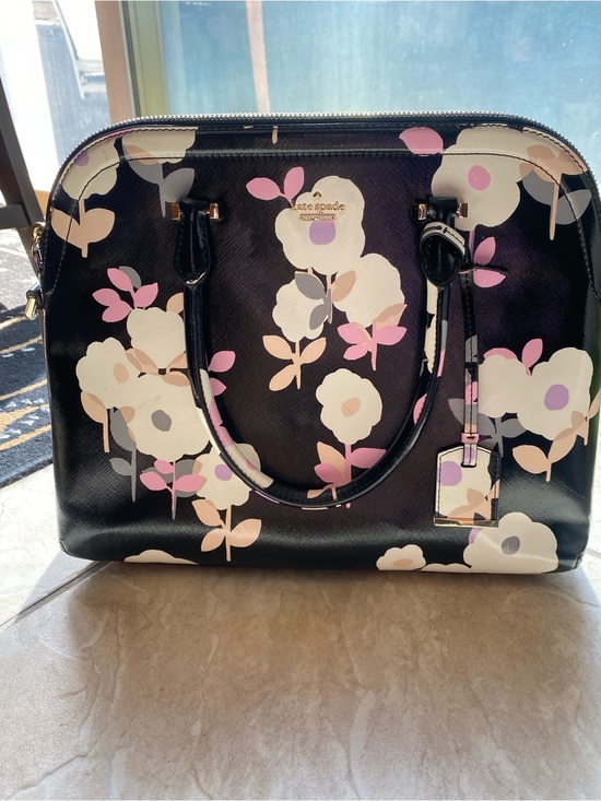 kate spade Handbags - kate spade Black Floral Dome Satchel with Pink & Cream Blooms